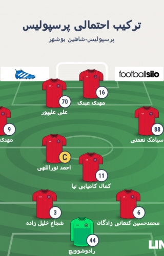 پرسپولیس با ۴ تغییر مقابل شاهین