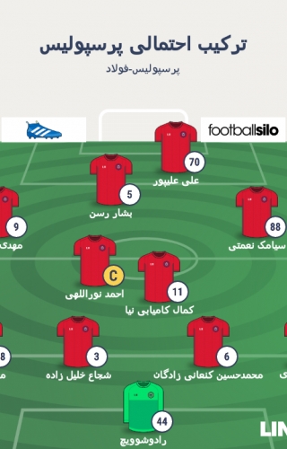 ترکیب احتمالی پرسپولیس مقابل فولاد؛ بازگشت نادری یا ادامه حضور کاپیتان؟